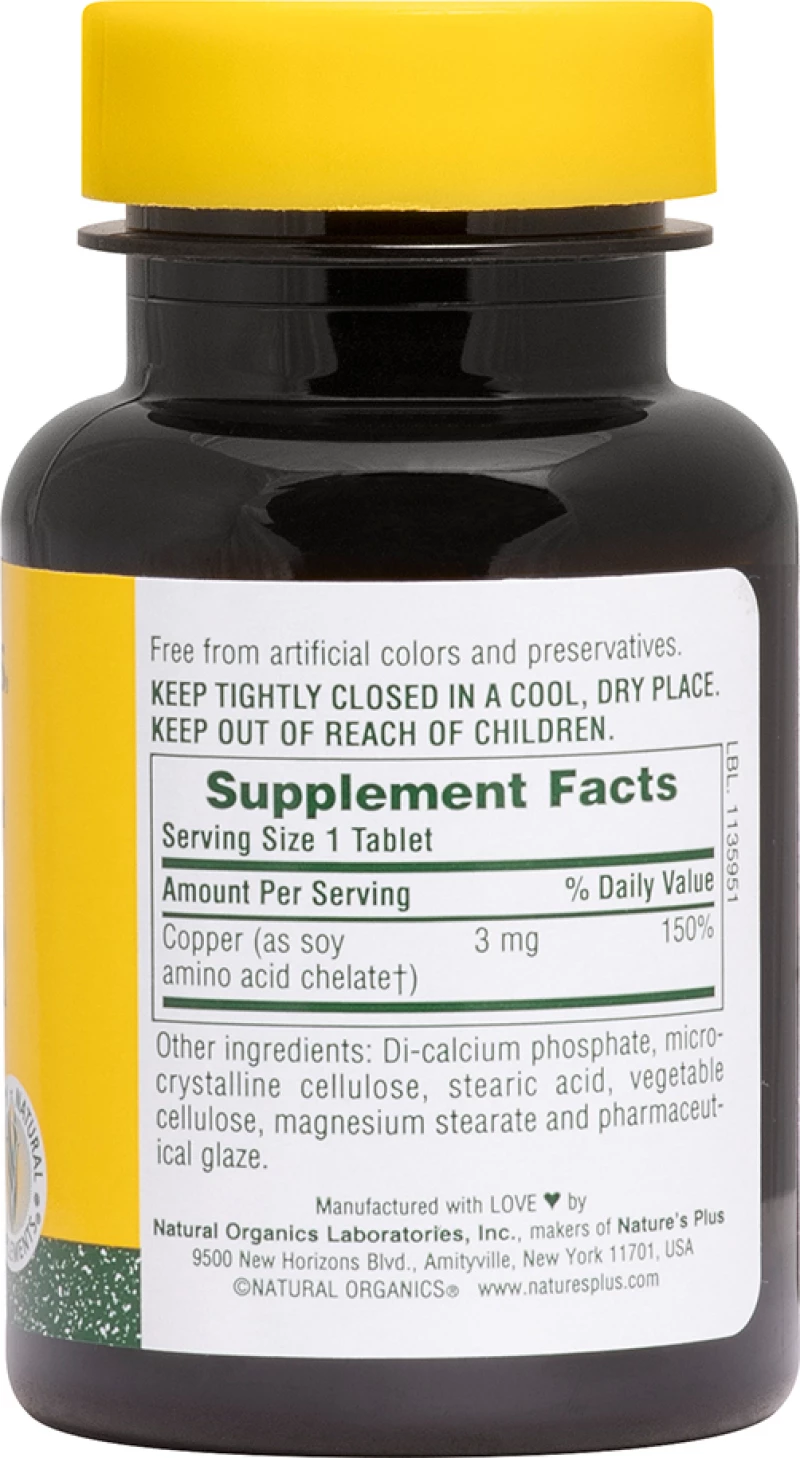 Nature's Plus Copper 3mg 90 ταμπλέτες