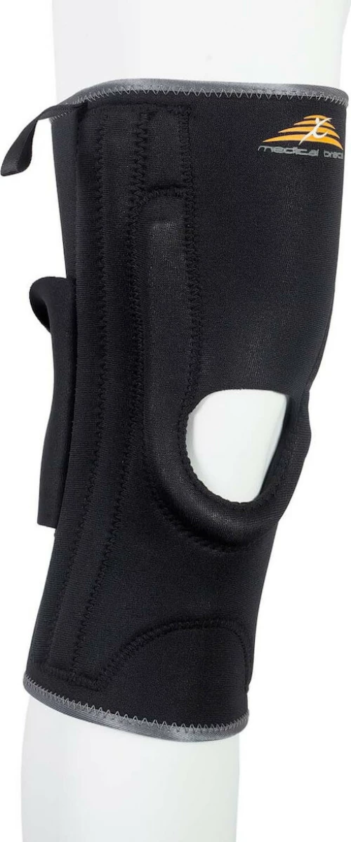 Medical Brace MB.4067 Αριστερή Επιγονατίδα με Οπή και Μπανέλες σε Μαύρο χρώμα