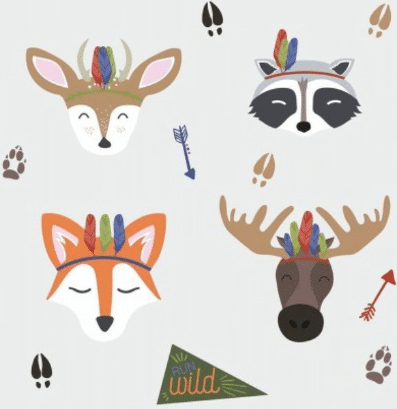Αυτοκόλλητο Τοίχου Sleepy Woodland Animals 13τμχ