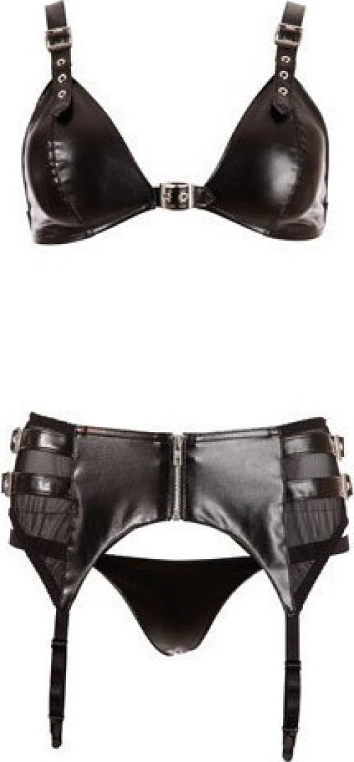 Imitation Leather Lingerie Set