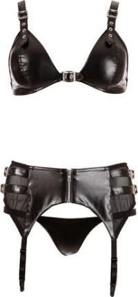 Imitation Leather Lingerie Set