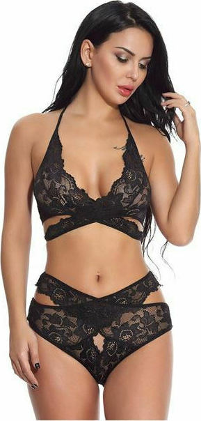 FMS Γυναικείο Sexy Set Δαντέλα Maira Μαύρο