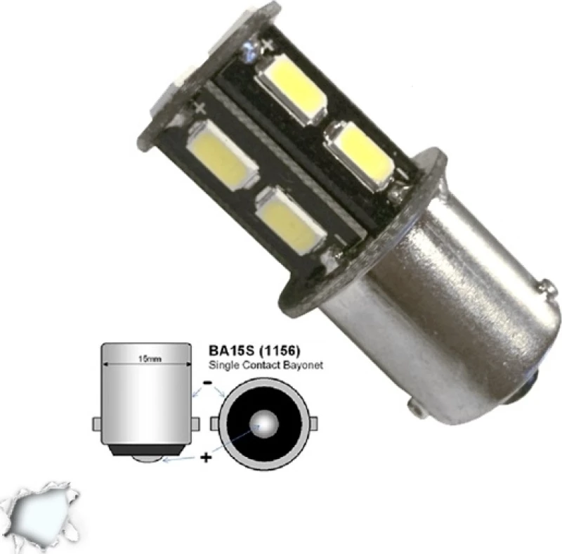 GloboStar P21W-BA15S-1156 Λάμπα Led Ψυχρό Λευκό 12V 1τμχ