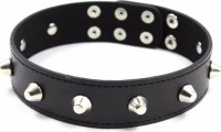 Faux Leather Collar with Spikes Black