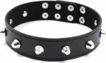 Faux Leather Collar with Spikes Black