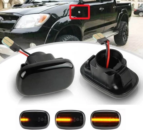 Πλαϊνά Φλας Φτερού Για Toyota Avensis / Hilux / Celica / Prius / Corolla Led Dynamic Φιμέ 2 Τεμάχια