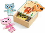 Ξύλινο Παζλ Συνδυασμών 'Ντύνω Ζωάκια' 15pcs Djeco
