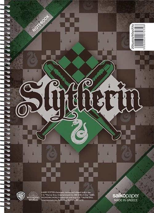 Salko Paper Σπιράλ Τετράδιο Ριγέ Α4 120 Φύλλων 2 Θεμάτων Harry Potter Slytherin