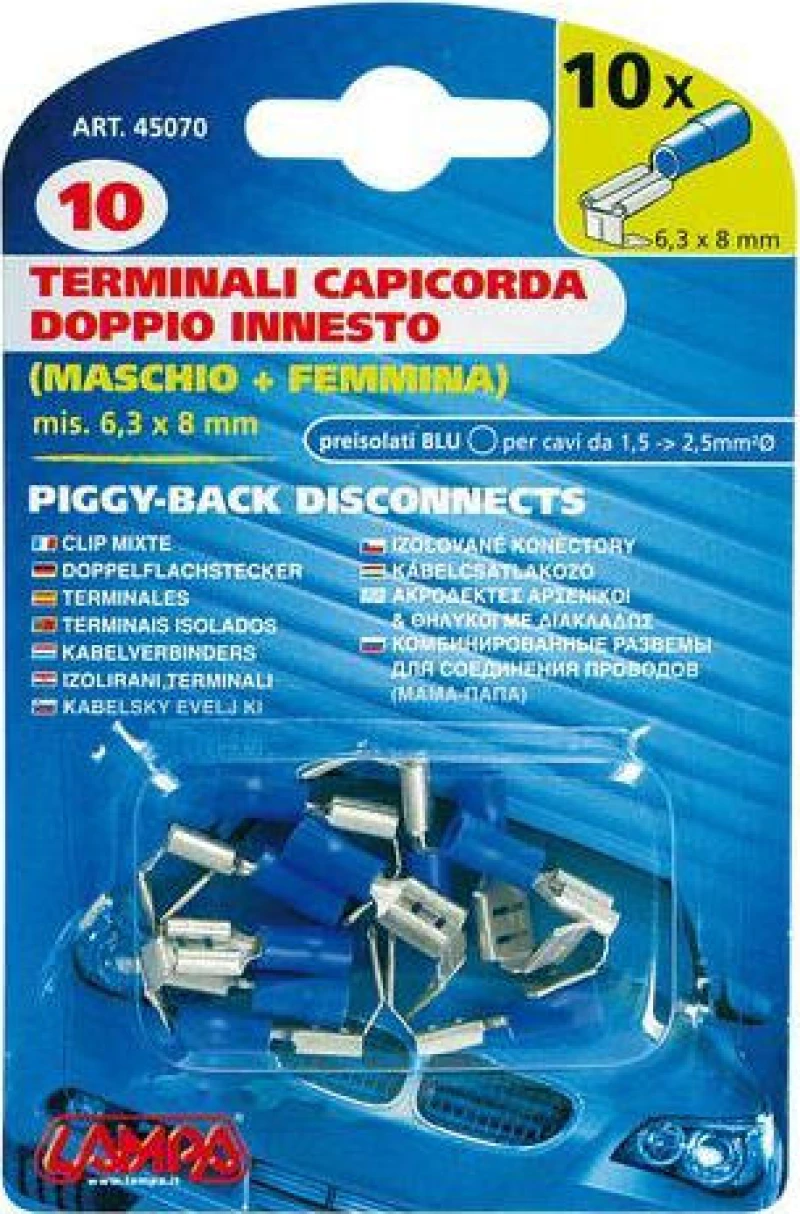 Lampa Piggy Back Disconnects 6.3x8mm Blue