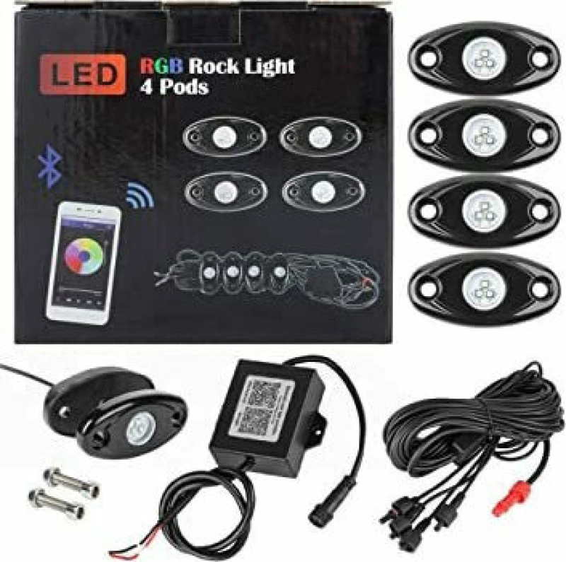 Αδιάβροχο RGB rock lights με bluetooth - 4 σημεία τοποθέτησης