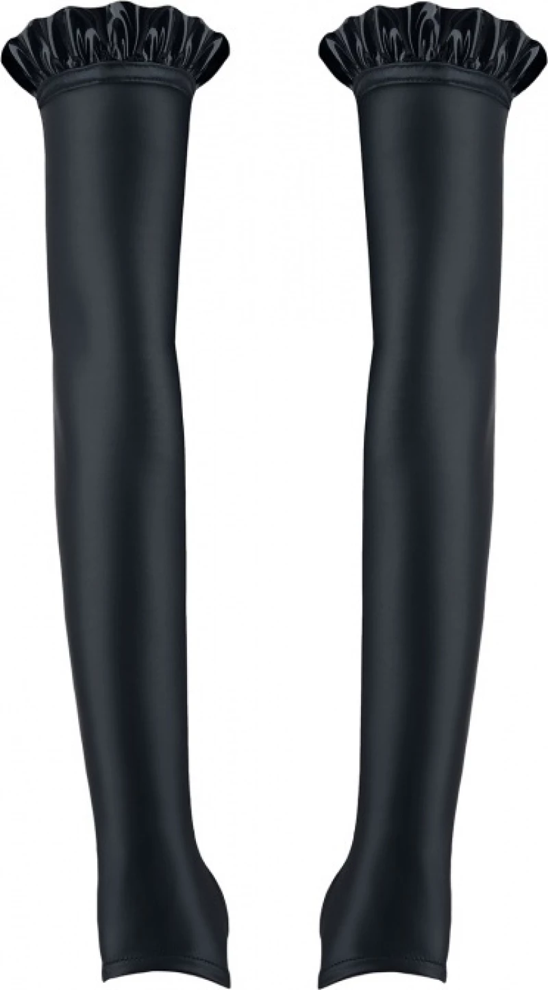 Demoniq Gertrude Shiny Long Gloves Black