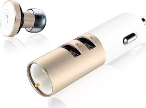 Remax T11C Bluetooth Earphone+Car Charger Χρυσό