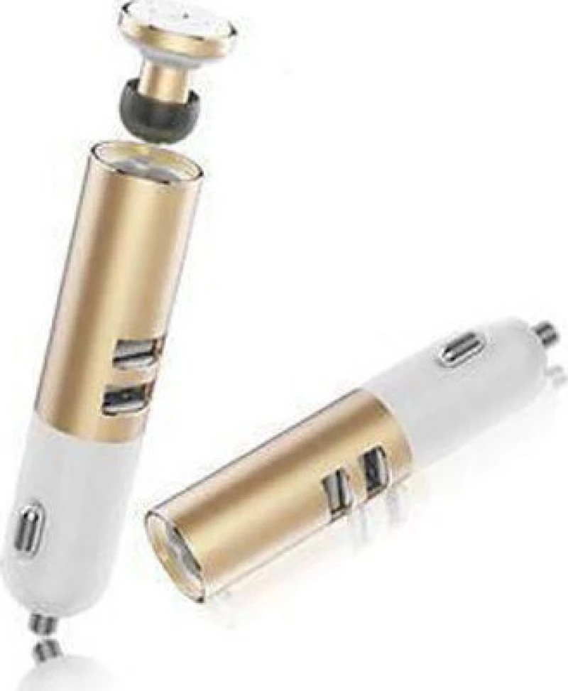 Remax T11C Bluetooth Earphone+Car Charger Χρυσό