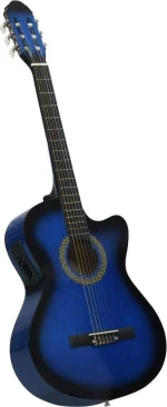 vidaXL Ηλεκτροακουστική Κιθάρα Western Acoustic Cutaway Guitar with Equalizer and 6 Strings Blue