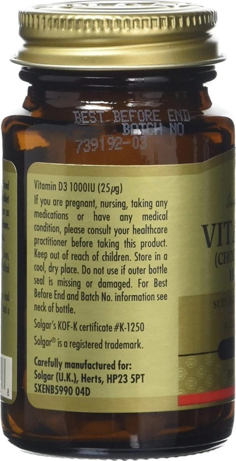 Solgar Vitamin D3 1000iu 90 ταμπλέτες
