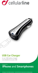 Cellularline Usb Car Charger For Iphone, Samsung And Smartphones 5W/1A (Cbrusbccbk)