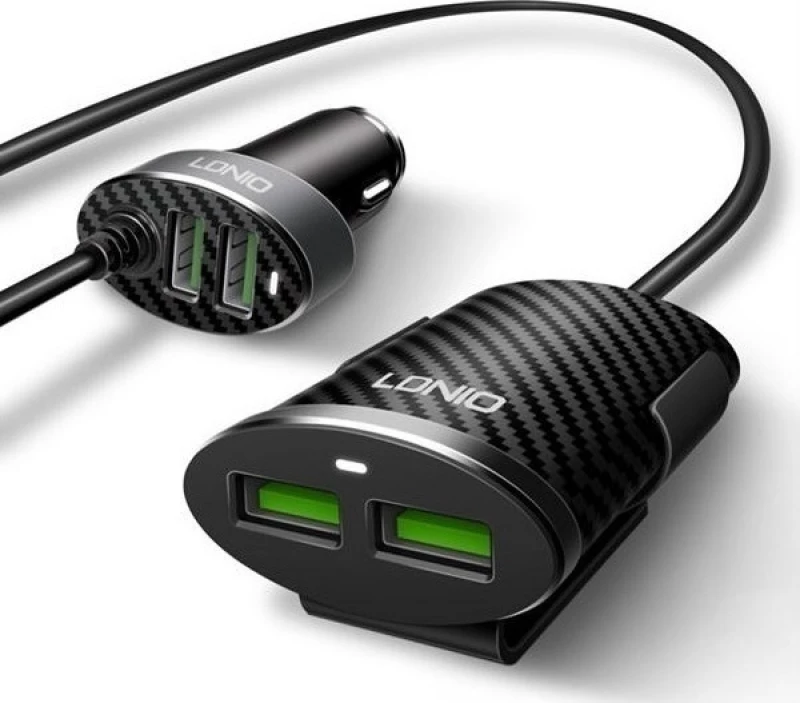 Φορτιστής Αυτοκινήτου Ldnio C502 Με 4 Θύρες Usb +& Καλώδιο Επέκτασης