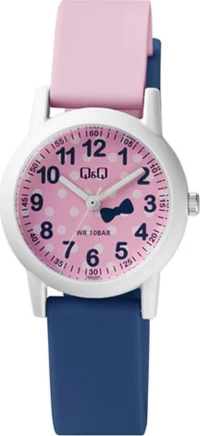 Q&Q Vs49J005 Kids Pink-Blue Rubber Strap