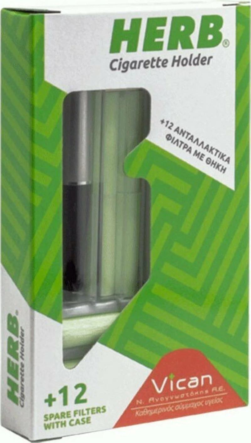 Vican Herb Cigarette Holder Ασημί 12τμχ + Θήκη