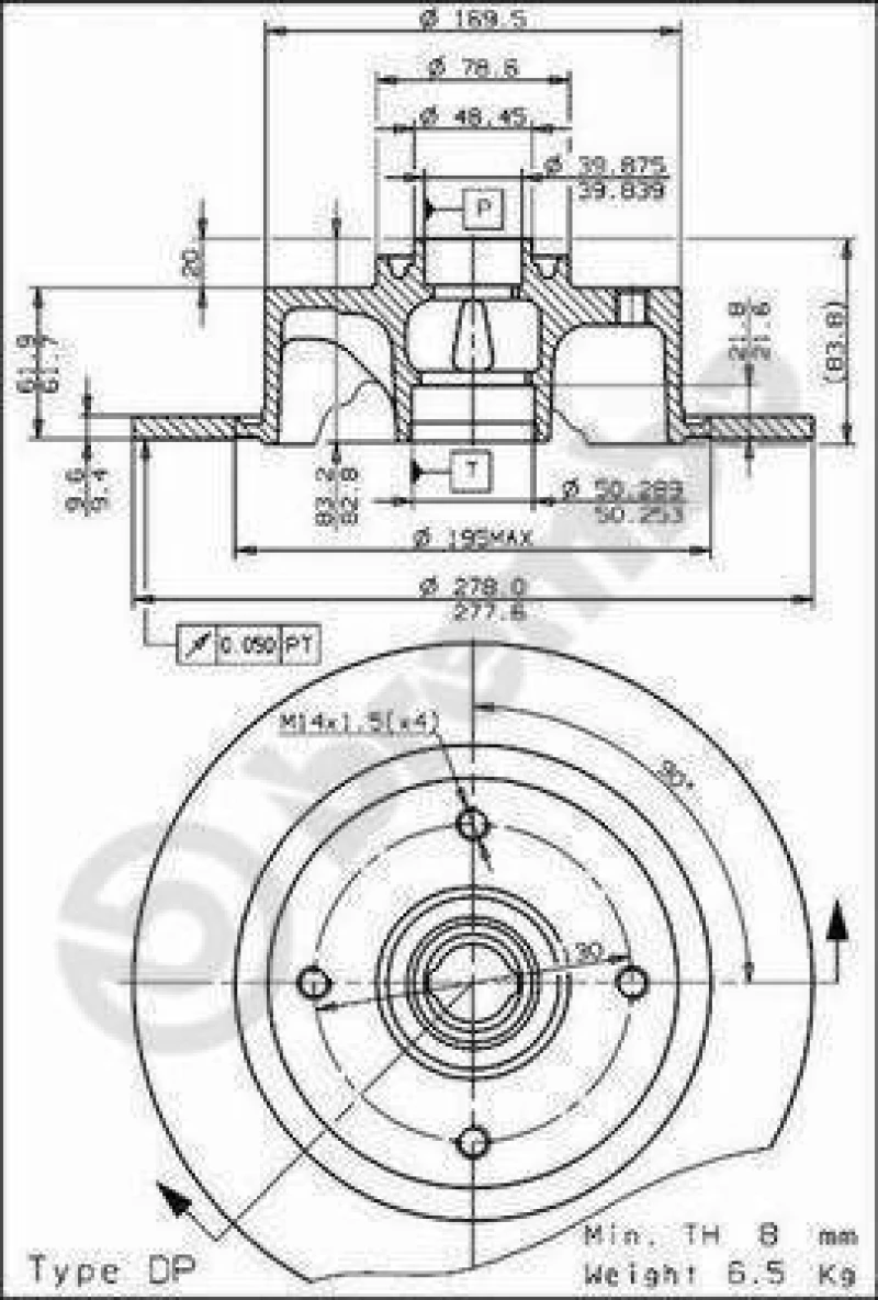 Brembo 08 2691 10 Δισκοι Φρενων VW-ΣΚΑΡΑΒΑΙΟΣ