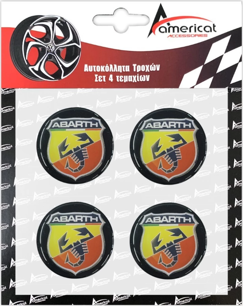 Americat Αυτοκόλλητα Abarth 5x5cm Σμάλτου 4τμχ