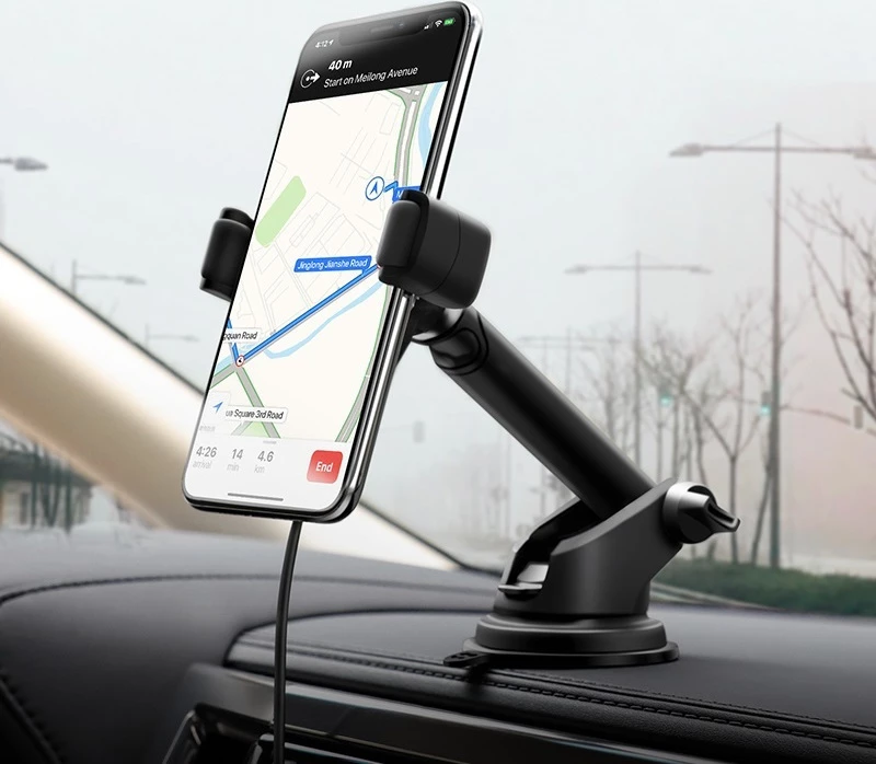 Hoco Βάση Κινητού Αυτοκινήτου S12 Rich Wireless Charger με Ρυθμιζόμενο Βραχίονα