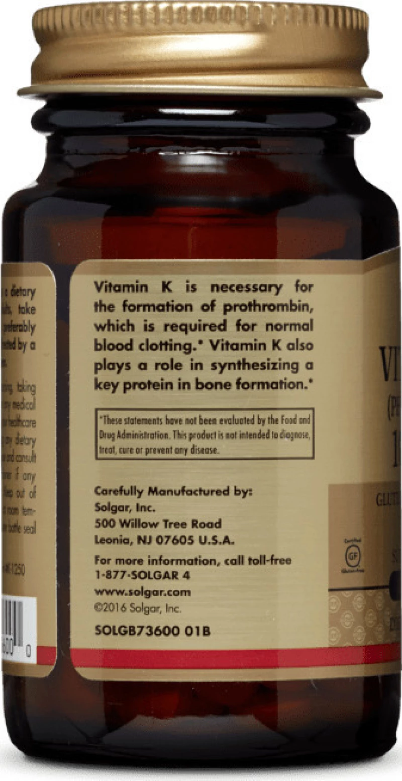 Solgar Vitamin K1 (Phytonadione) 100 ταμπλέτες