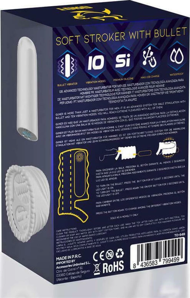 TORO GUNER FLEXIBLE SILICONE USB MASTURBATOR WITH BULLET DOUBLE HOLE PREMIUM
