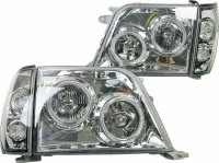 Φανάρια εμπρός angel eyes για Toyota Land Cruiser FJ90 (1996-2003) - chrome , με λάμπες (Η1) - σετ 2τμχ.