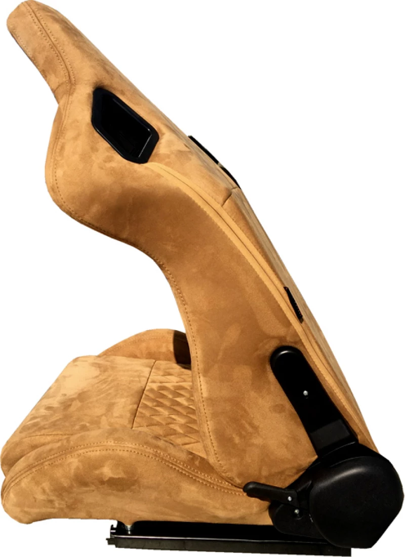 Auto Gs Καθίσματα Bucket RS Suede Alcantara Μπεζ με Μπεζ Ραφές Σετ 2 Τεμ