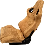Auto Gs Καθίσματα Bucket RS Suede Alcantara Μπεζ με Μπεζ Ραφές Σετ 2 Τεμ
