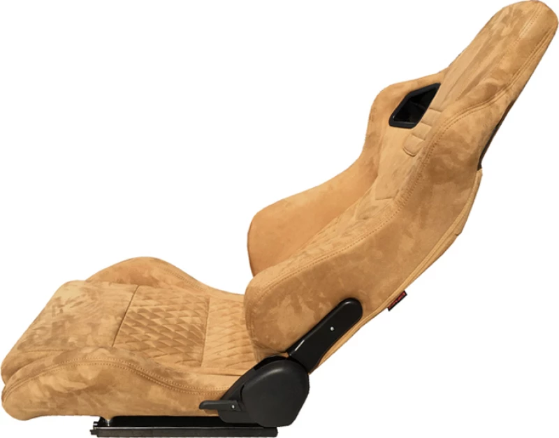 Auto Gs Καθίσματα Bucket RS Suede Alcantara Μπεζ με Μπεζ Ραφές Σετ 2 Τεμ