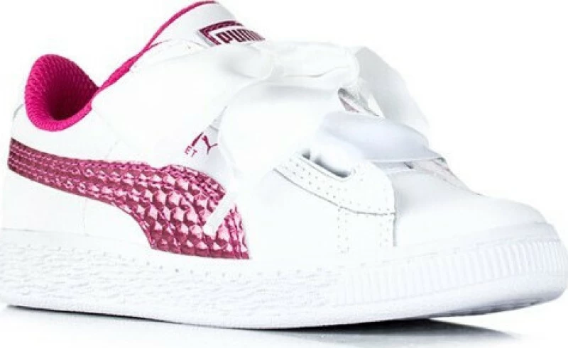 Puma Παιδικό Sneaker Basket Heart Coated Glam για Κορίτσι Λευκό