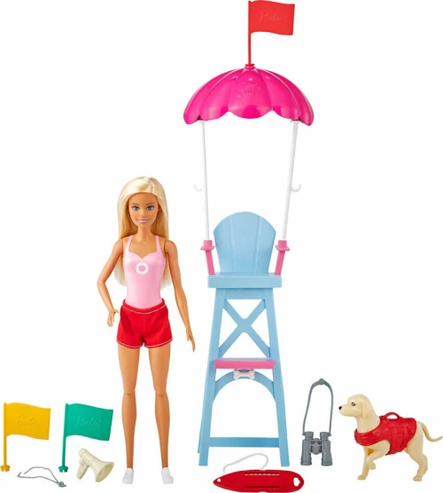 Barbie Doll Lifeguard Playset With Dog