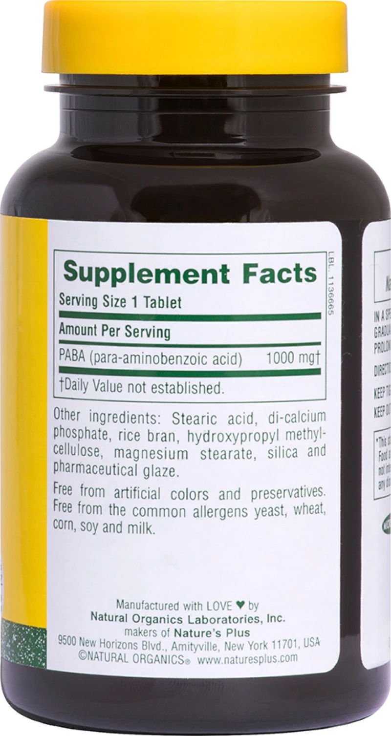 Nature's Plus Paba 1000mg 60 ταμπλέτες